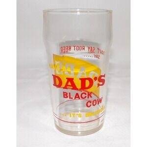 Vintage Dad's Root Beer Black Cow Glass Soda Advertising w Syrup Line